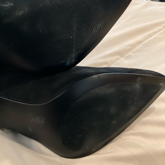 Thigh High Black Faux Seude Boots - Picture 3 of 4